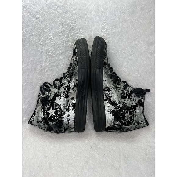 Converse All-Star Hidden Wedge Sneaker Black & Silver Womens Size 7.5  549556C - Picture 6 of 7